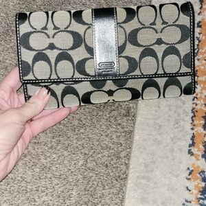 Coach Monogram Black and Tan Wallet